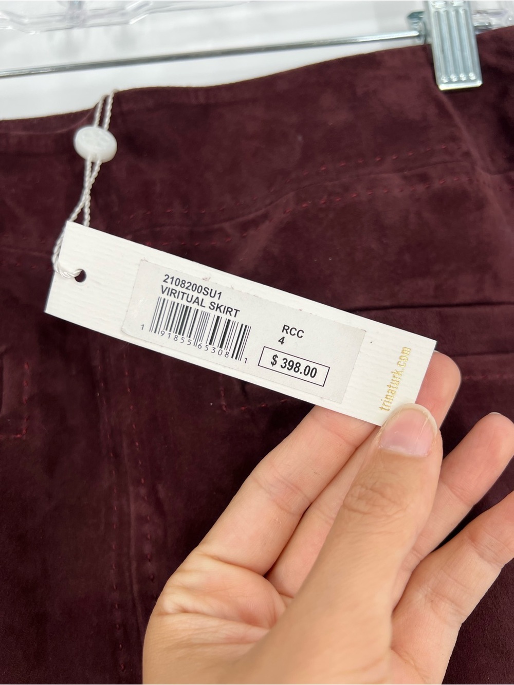 Trina Turk Burgundy Suede A-Line Stitched Classic Designer Mini Skirt 4 NWT - Picture 2 of 8